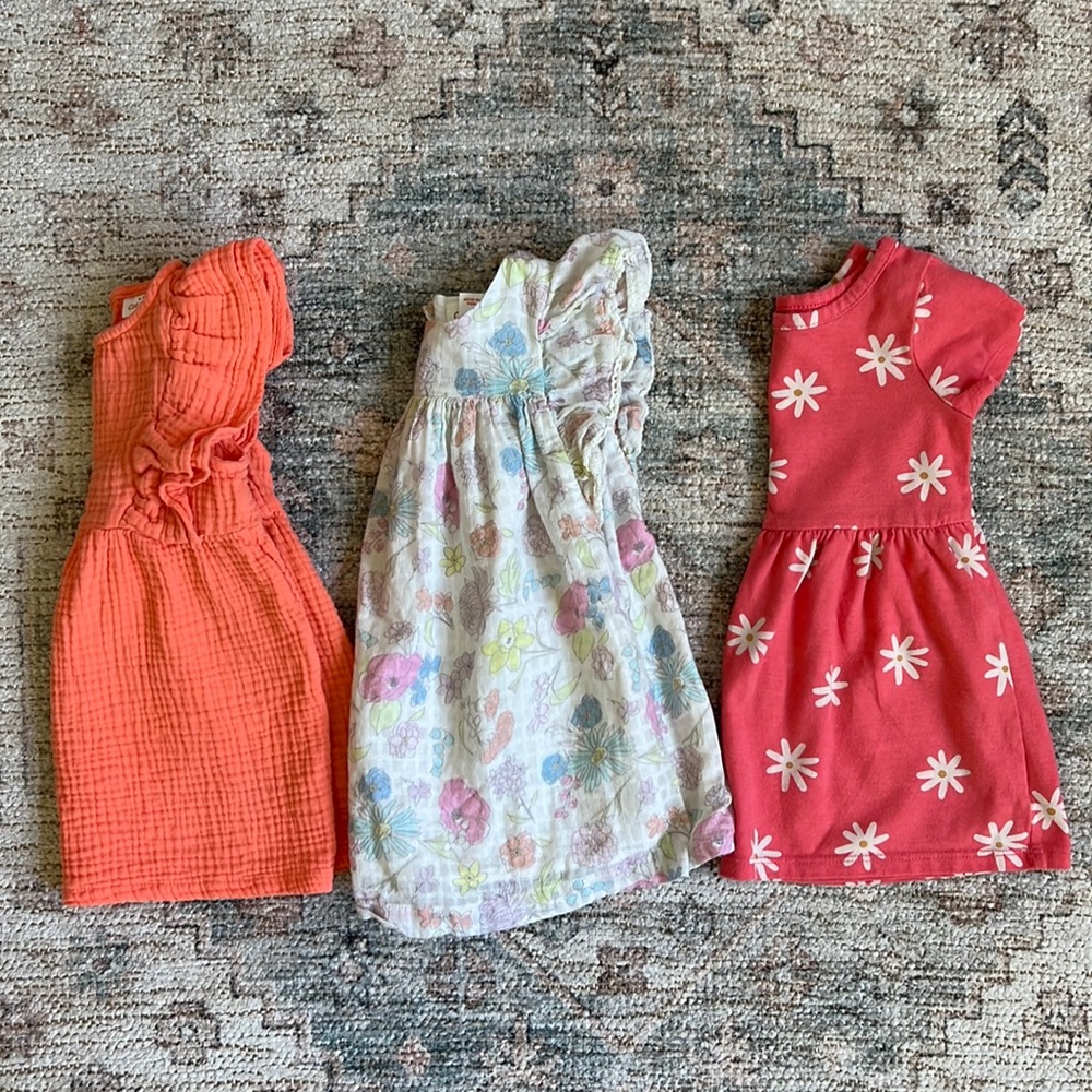 3 Dress Bundle - Toddler Girls 18 month, Cat & Jack dresses w/ bloomers